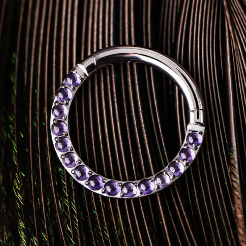 Кольцо-кликер Side Amethyst Stone 1.2 мм (16 G) фото 6